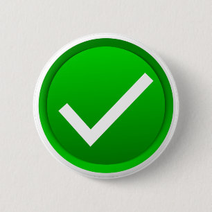 Bóton Redondo 5.08cm Green Check Mark Symbol