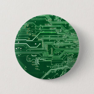 Bóton Redondo 5.08cm green electronic circuit board computer pattern