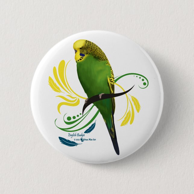 Bóton Redondo 5.08cm Green English Budgie (Frente)