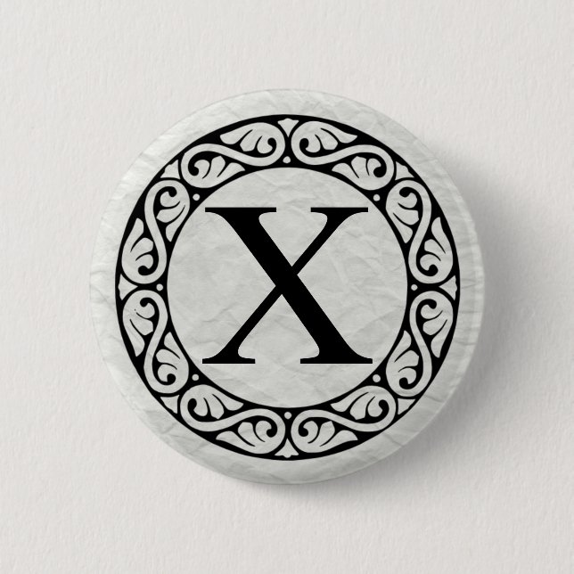 Bóton Redondo 5.08cm Grego - Letra alfabética chi (Frente)