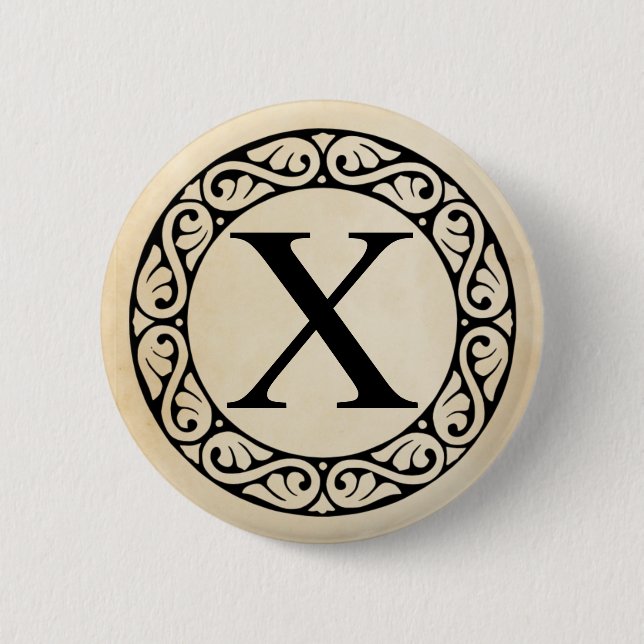 Bóton Redondo 5.08cm Grego - Letra alfabética chi (Frente)