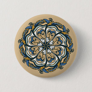 Bóton Redondo 5.08cm Grego Mandala: Botão Negrito e Decorativo