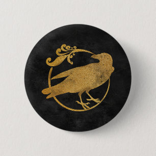 Bóton Redondo 5.08cm Grelha Gótica   Botão   Raven   Preto