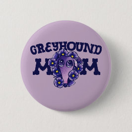 Bóton Redondo 5.08cm Greyhound Mamãe Cute Roxo Adoção dos Greyhounds