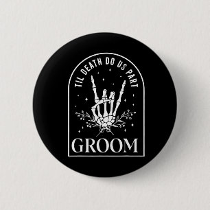 Bóton Redondo 5.08cm Groom Noiva Skeleton Rock Hand Casais Casamento Ha