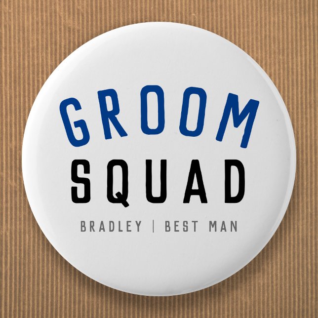 Bóton Redondo 5.08cm Groom Squad | Modern Bachelor Groomsman Stylish (Criador carregado)