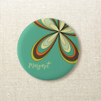 Groovy 60s 70s, Hippie Flower Turquoise Daisy Name