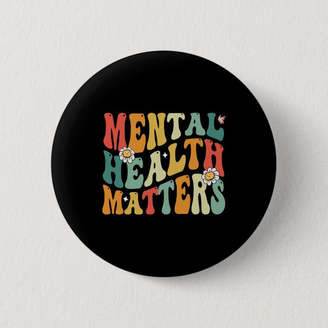 Bóton Redondo 5.08cm Groovy Mental Health Importa A Doença Do Cérebro H (Frente)