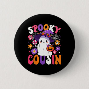 Bóton Redondo 5.08cm Groovy Spooky Cousin Halloween Ghost Pumpkin Hallo