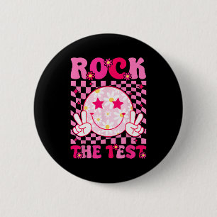 Bóton Redondo 5.08cm Groovy Test Day Rock The Test Smile Hippie Pink Gi