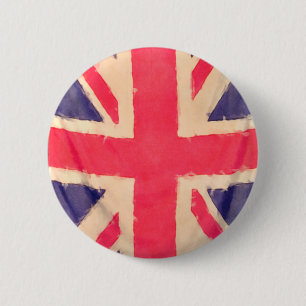 Bóton Redondo 5.08cm Grunge da BANDEIRA de UNION JACK