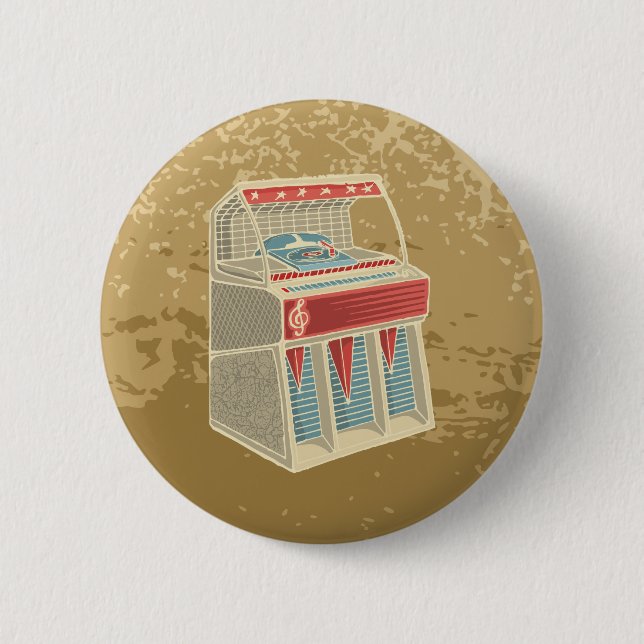 Bóton Redondo 5.08cm Grunge Retro Jukebox (Frente)