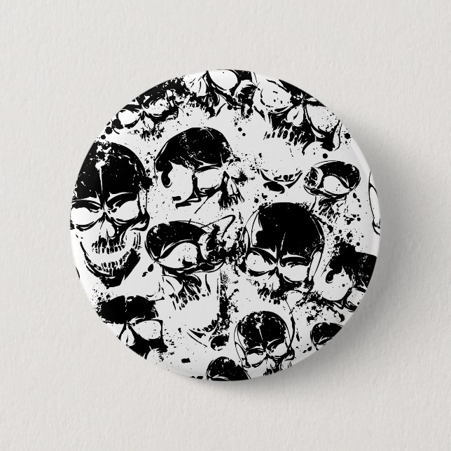 Bóton Redondo 5.08cm grunge skulls print (Frente)