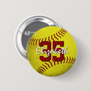 Bóton Redondo 5.08cm grungy yellow softball girls personalized