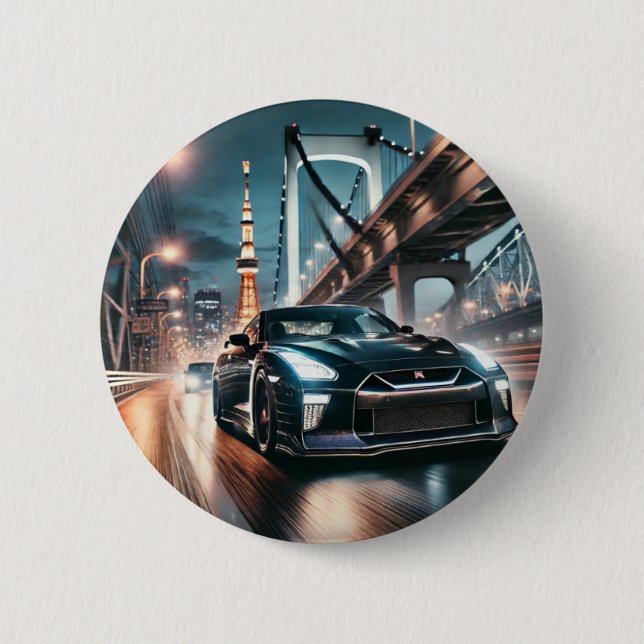 Bóton Redondo 5.08cm GT-R nissan tokyo japan japanese car daikoku (Frente)