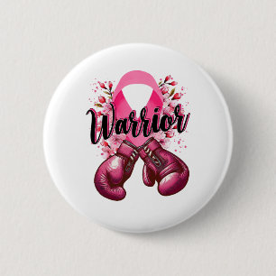 Bóton Redondo 5.08cm Guerreiro Boxando Luvas Rosa Fita Fita Cancer Aw