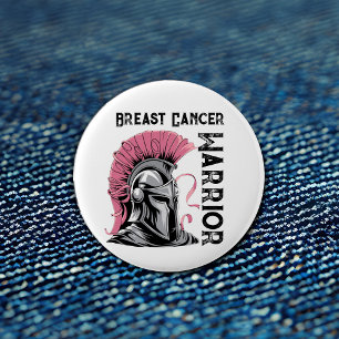 Bóton Redondo 5.08cm Guerreiro do Cancer da Mama Branco