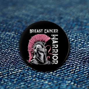 Bóton Redondo 5.08cm Guerreiro do Cancer da Mama Preto