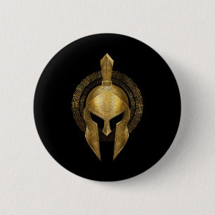 Bóton Redondo 5.08cm Guerreiro Dourado do Helmet Spartan Esparta Grego