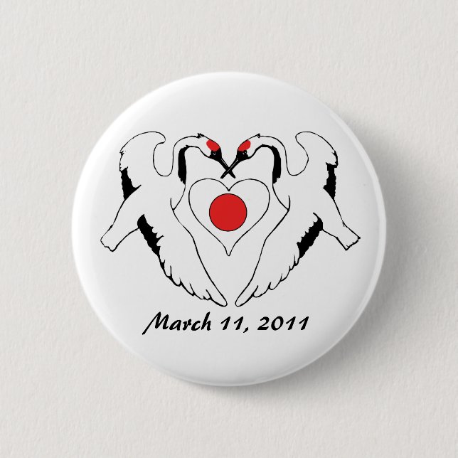 Bóton Redondo 5.08cm Guindastes japoneses & alivio do terremoto da (Frente)