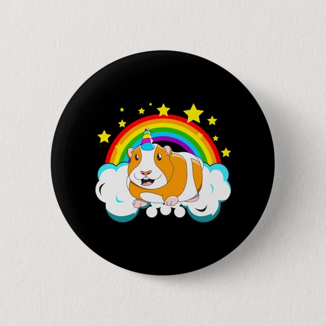 Bóton Redondo 5.08cm Guinicorn Guiné Pig Unicorn Arco-Íris (Frente)