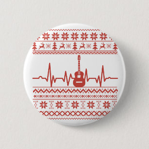 Bóton Redondo 5.08cm guitarra acústica de suéter de natal feio