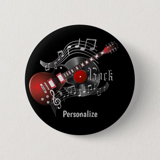 Bóton Redondo 5.08cm Guitarra da rocha - vermelho (Frente)