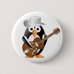 Bóton Redondo 5.08cm guitarrista pinguim