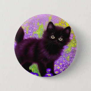 Bóton Redondo 5.08cm Gustav Klimt Black Kitten
