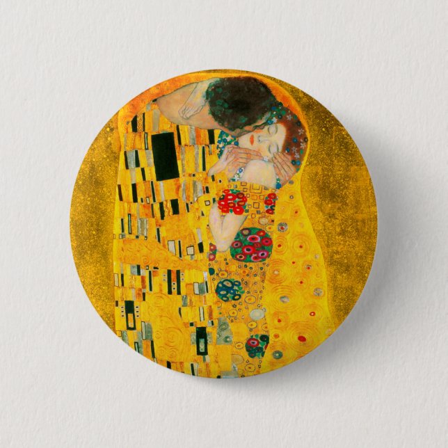 Bóton Redondo 5.08cm Gustav Klimt O Beijo (Frente)