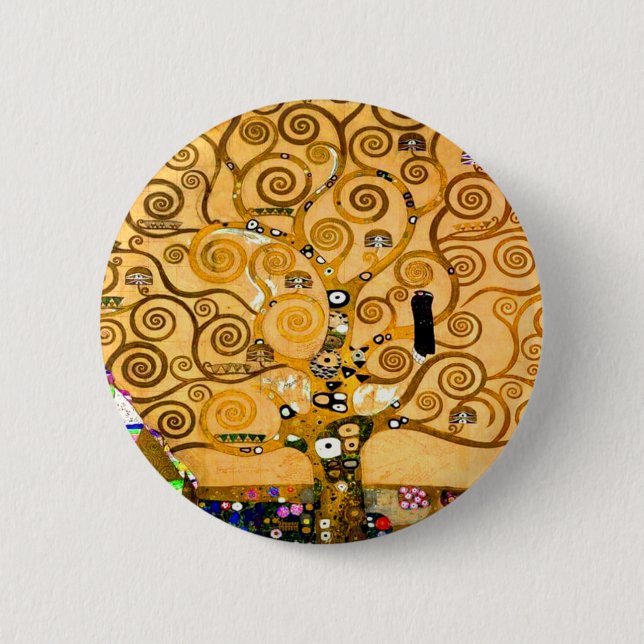 Bóton Redondo 5.08cm Gustav Klimt Tree of Life (Frente)