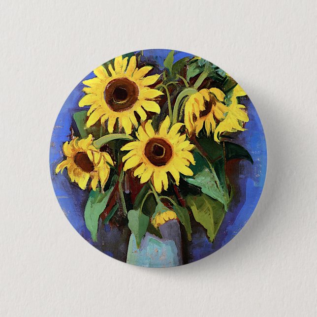 Bóton Redondo 5.08cm Gustave Loiseau Imagens estéticas de girassol Sunf (Frente)