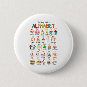 Bóton Redondo 5.08cm Habilidades Abc Alphabet Mental Health Awarness Co