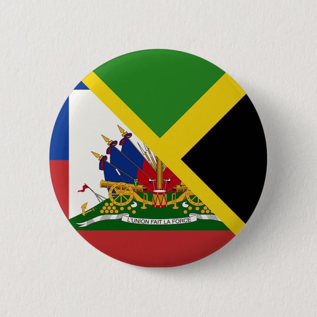 Bóton Redondo 5.08cm Haitian Jamaican Flag | Half Jamaica Haiti (Frente)