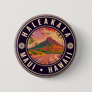 Bóton Redondo 5.08cm Haleakala National Park Maui Road Volcano Vintage
