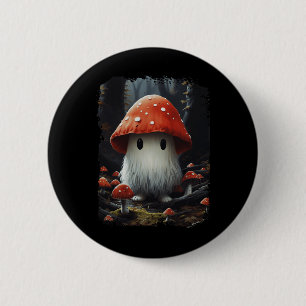 Bóton Redondo 5.08cm Halloween Aestético Cottagecore Ghost Mushroom In