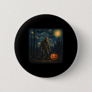 Bóton Redondo 5.08cm Halloween Bigfoot Starry Night Van Gogh Sasquatch