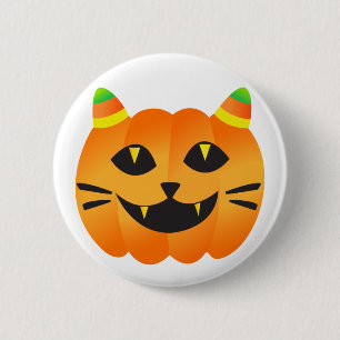 Bóton Redondo 5.08cm Halloween Cat-o-Lanterna