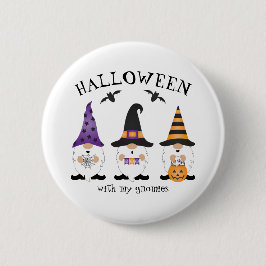 Bóton Redondo 5.08cm Halloween Com Minha Gnomos Laranja Roxo