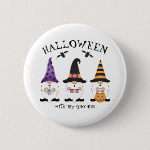 Bóton Redondo 5.08cm Halloween Com Minha Gnomos Laranja Roxo