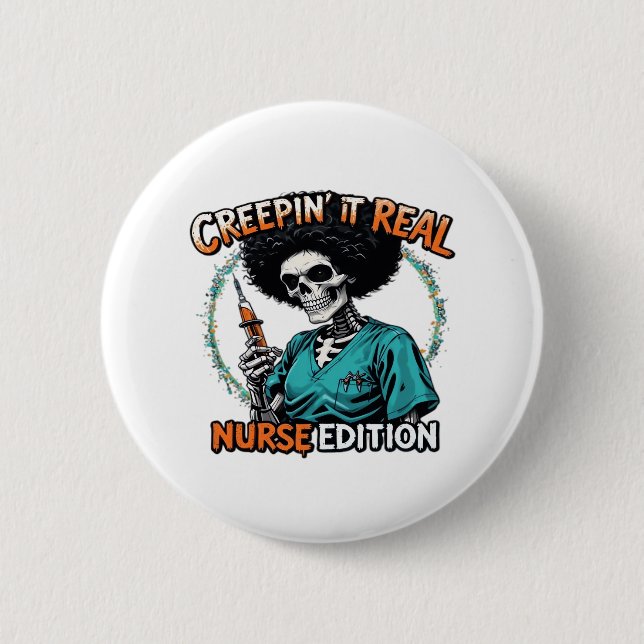 Bóton Redondo 5.08cm Halloween Creepin It Real! Nurse Edition Classic T (Frente)