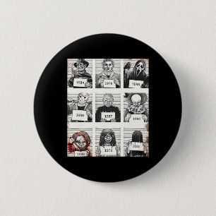 Bóton Redondo 5.08cm Halloween Creepy Legends Killer Mugshots Horror Fa
