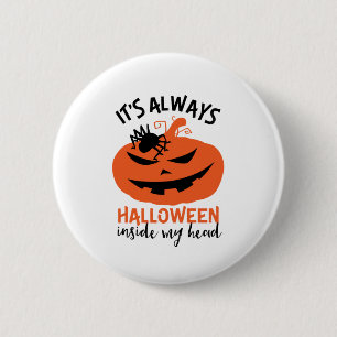 Bóton Redondo 5.08cm Halloween Dentro Minha Cabeça Engraçado Jack O L