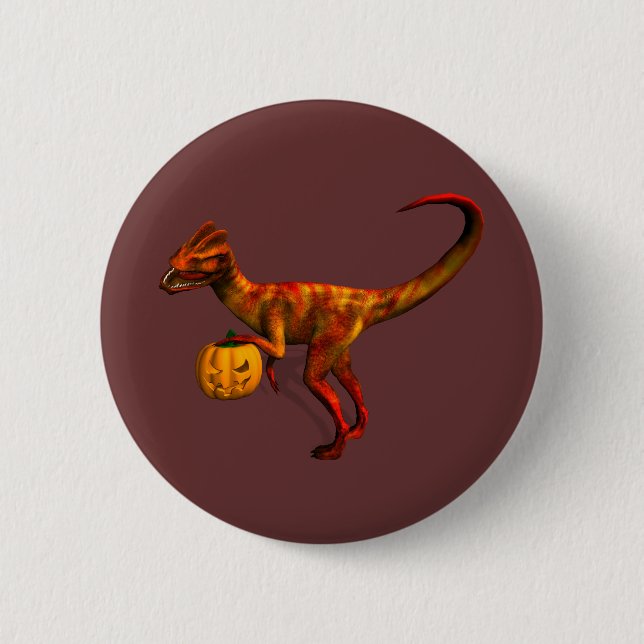 Bóton Redondo 5.08cm Halloween Dilophosaurus (Frente)