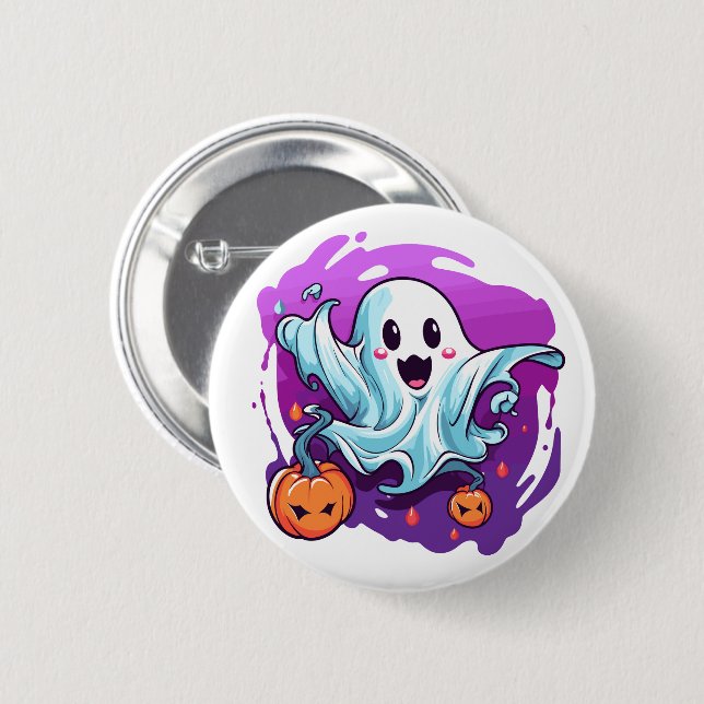 Bóton Redondo 5.08cm Halloween Ghost Pin (Frente & Verso)