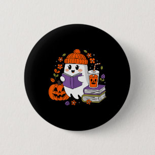 Bóton Redondo 5.08cm Halloween Ghost Reading Book Amadurece Ghost Coffe