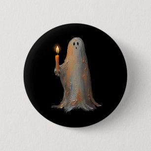 Bóton Redondo 5.08cm Halloween Ghost Segurando Vela Spooky