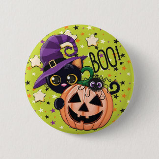Bóton Redondo 5.08cm Halloween kot kreskówka z dyni