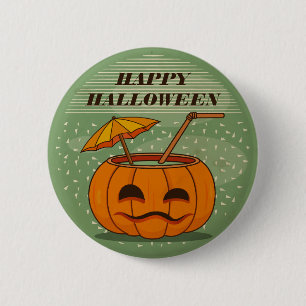 Bóton Redondo 5.08cm Halloween Pumpkin Beber Vintage Botão de pino