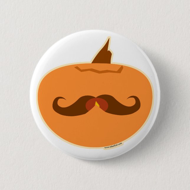 Bóton Redondo 5.08cm Halloween Pumpkin Mustache (Frente)